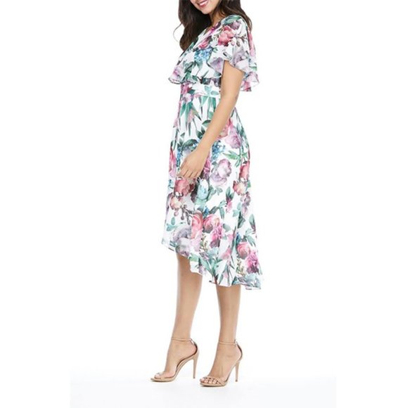 Maggy London Floral Capelet Sleeve Dress, Size 2 - Picture 5 of 5